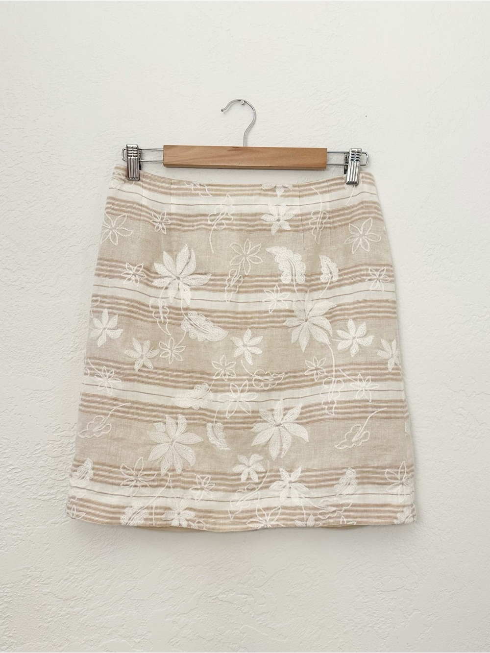 Vintage 90s Y2K Talbots Irish Linen Floral Embroidered Pencil Skirt